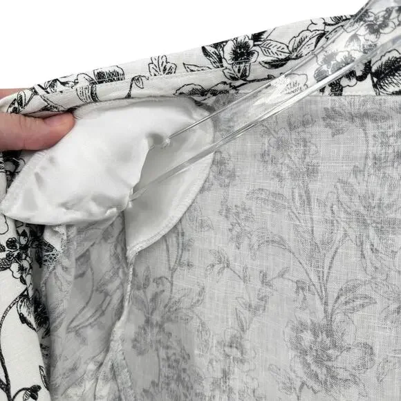 Joie Black & White Floral Print 100 Linen Longline Business Casual Blazer Jacket - Picture 9 of 12